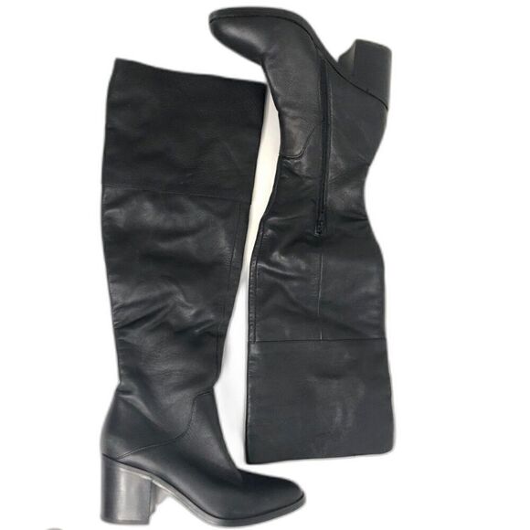 STEVE MADDEN Boots Women's Size 6.5 Black Roman Leather Knee High Shoes - Picture 1 of 13